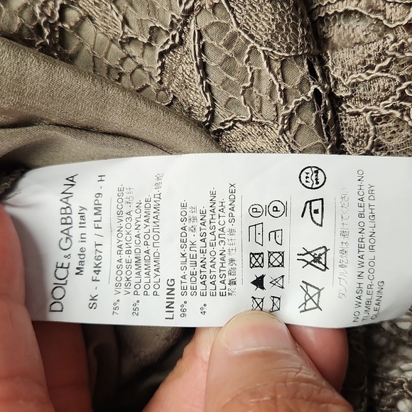 Dolce & Gabbana Delicate Lace Floral Stretched Button-Down Shirt In Khaki SZ 36 - Picture 15 of 16